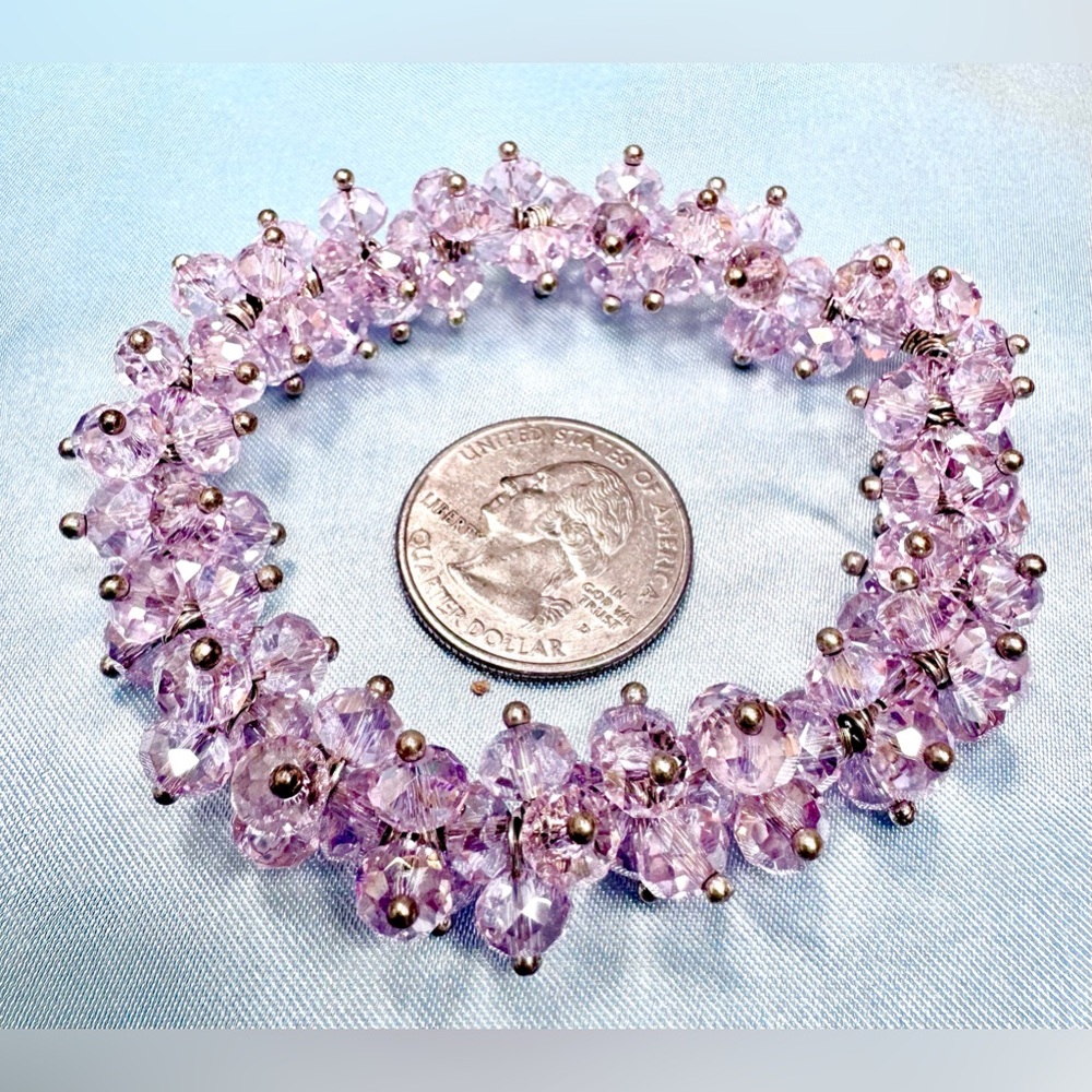 PINK RHINESTONE STRETCHY BRACELET CONDITION GOOD
